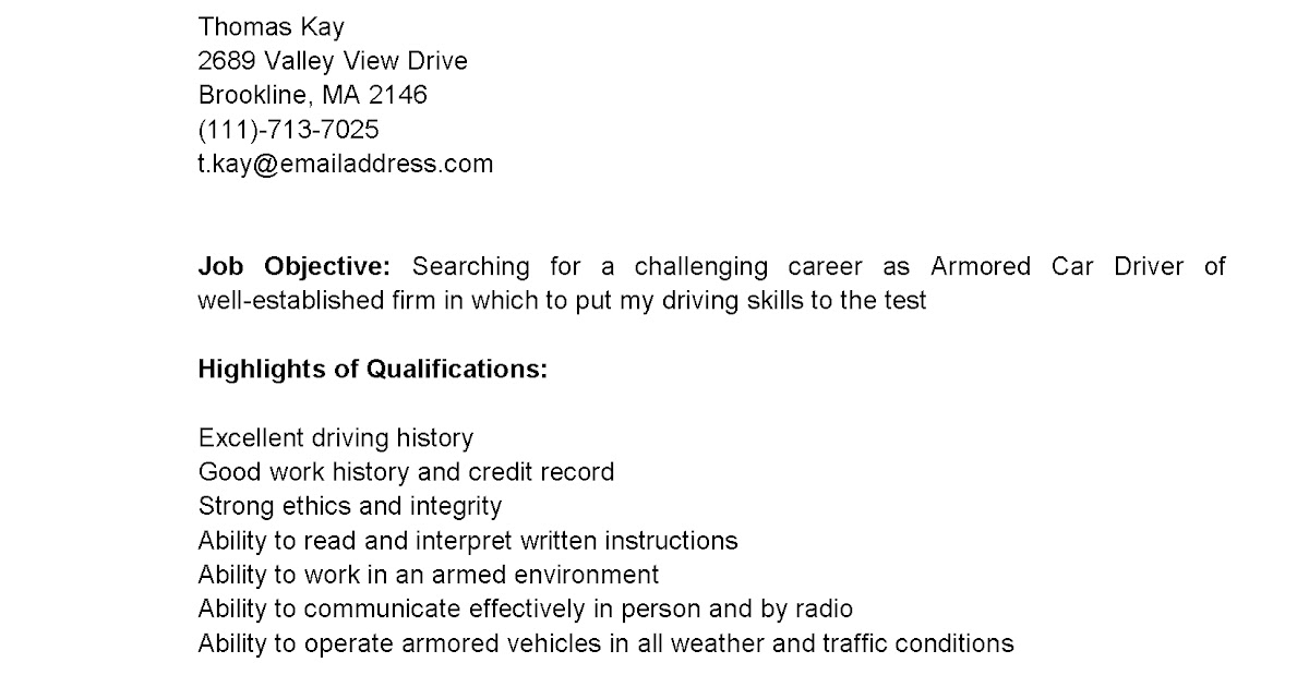 Driver messenger resume